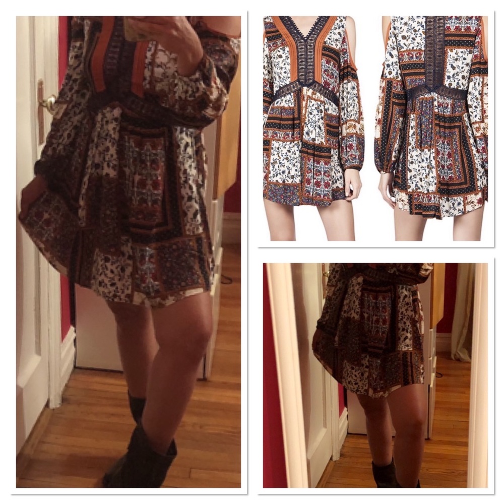 Bohemian Multi-Printed Long Sleeve Mini Dress Tunic - Picture 5 of 14
